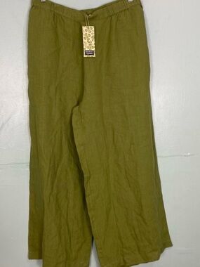Gudrun Sjoden Olive Green Wide Leg Linen Pants!